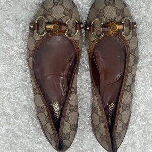 Gucci Brown Monogram Flats